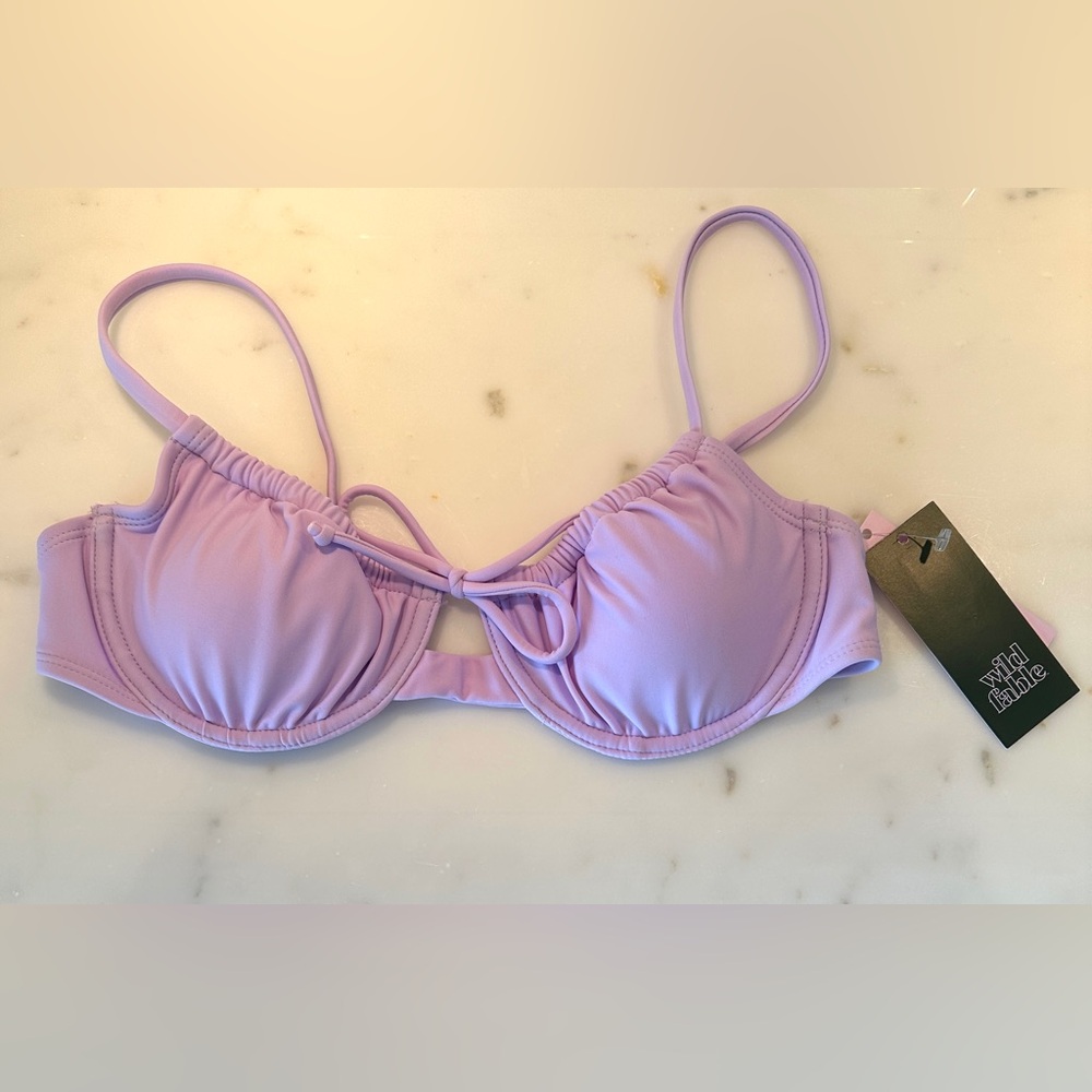 Wild Fable, Women's Shirred Underwire Bikini Top, Light Purple Size XS